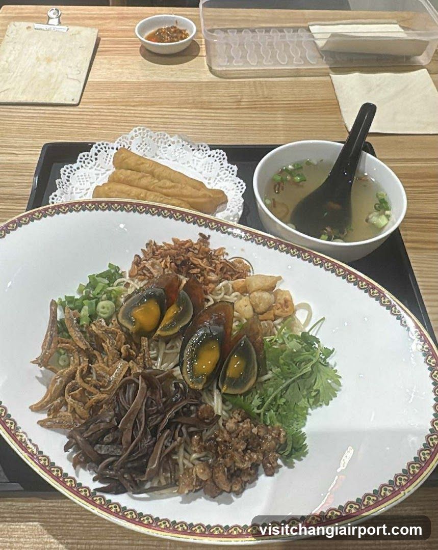 Noodle Dish with Seafood and Toppings