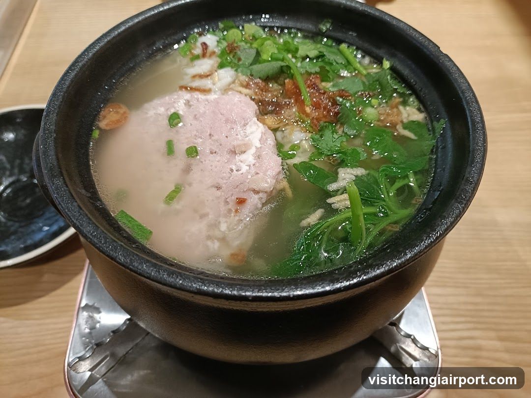 Hot Soup with Meatball and Greens