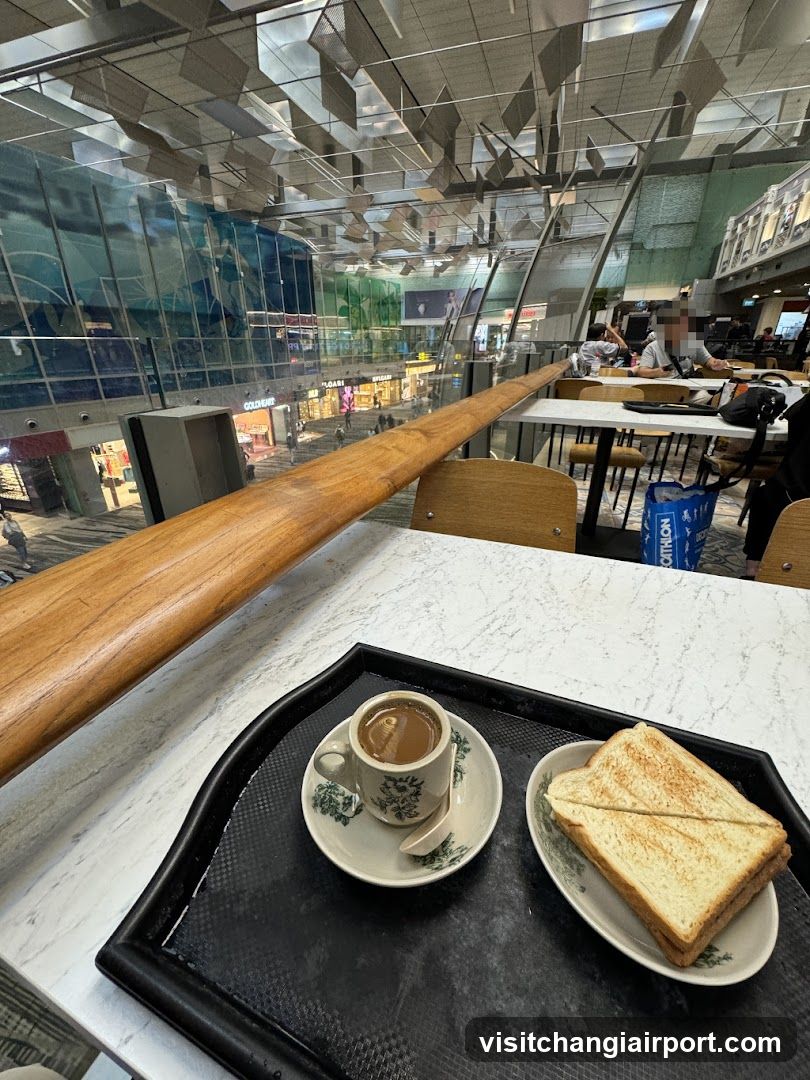 Coffee and Toast at Airport Cafeteria