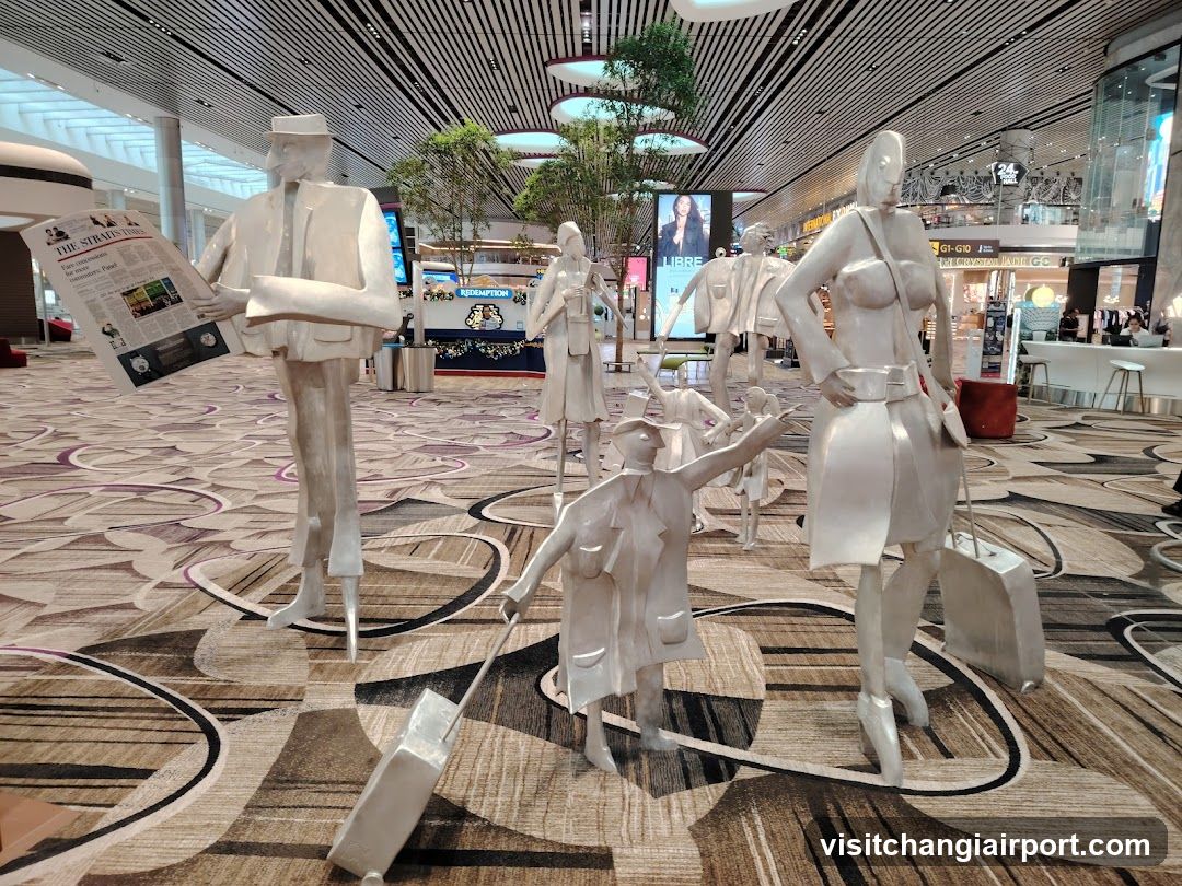 Airport Terminal Interior with White Sculptures