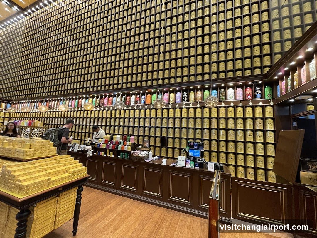 Interior of a tea shop with extensive product display