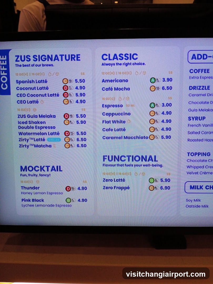 Zus Coffee Menu Board