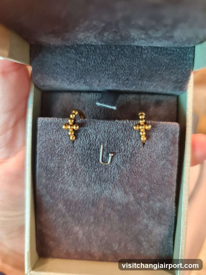 Gold Cross Earrings in Box