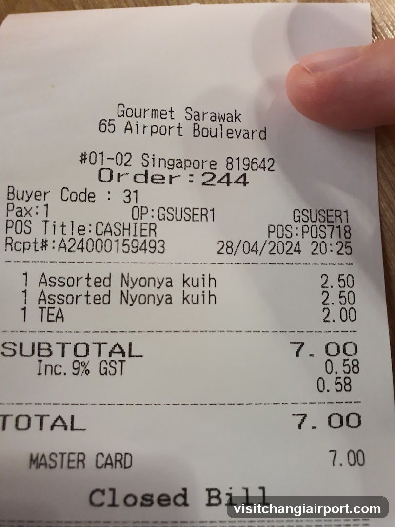 Receipt from Gourmet Sarawak