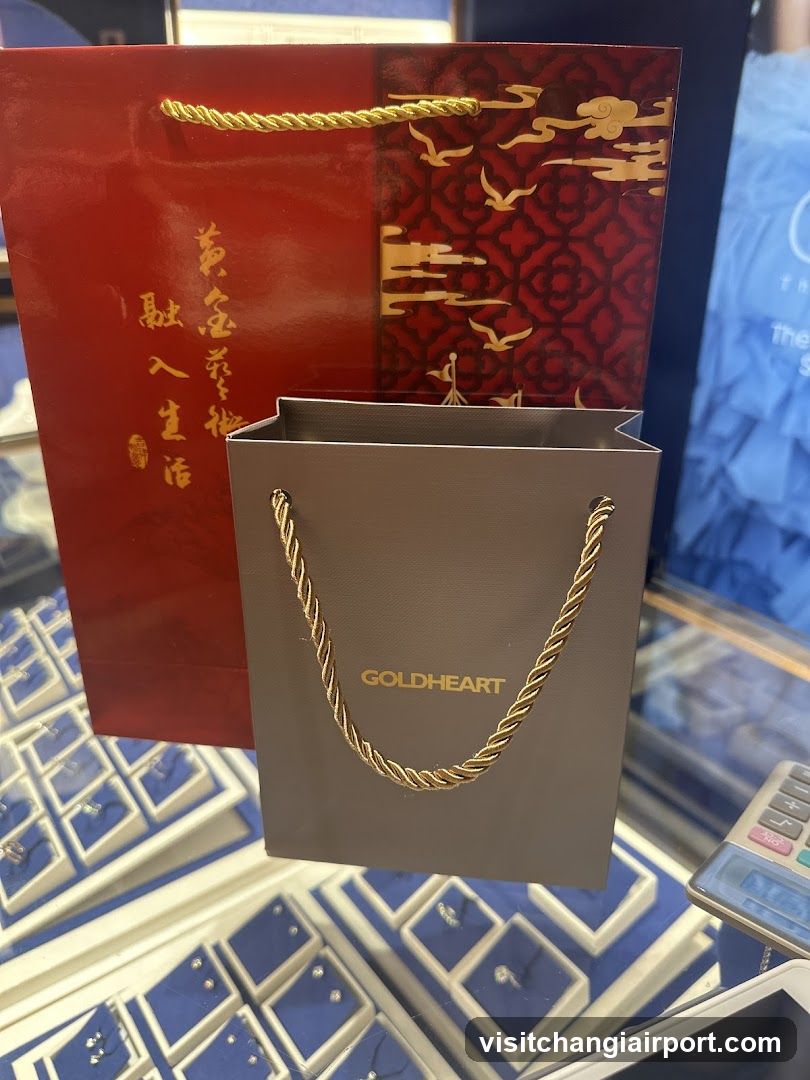 Gold Jewelry Shopping Bags in Store