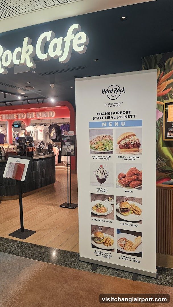 Hard Rock Cafe Staff Meal Menu Display