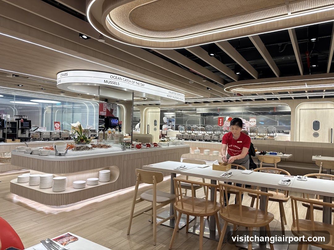 Bistro Interior with Buffet and Staff
