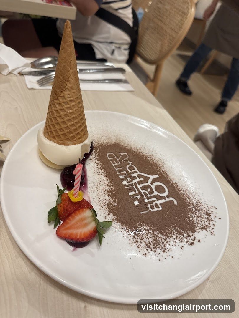 Dessert Plate with Ice Cream Cone and Strawberries
