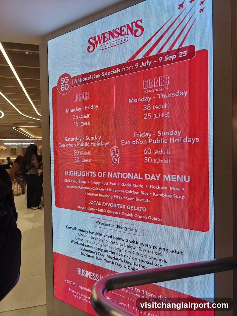Swensen's National Day Specials Menu
