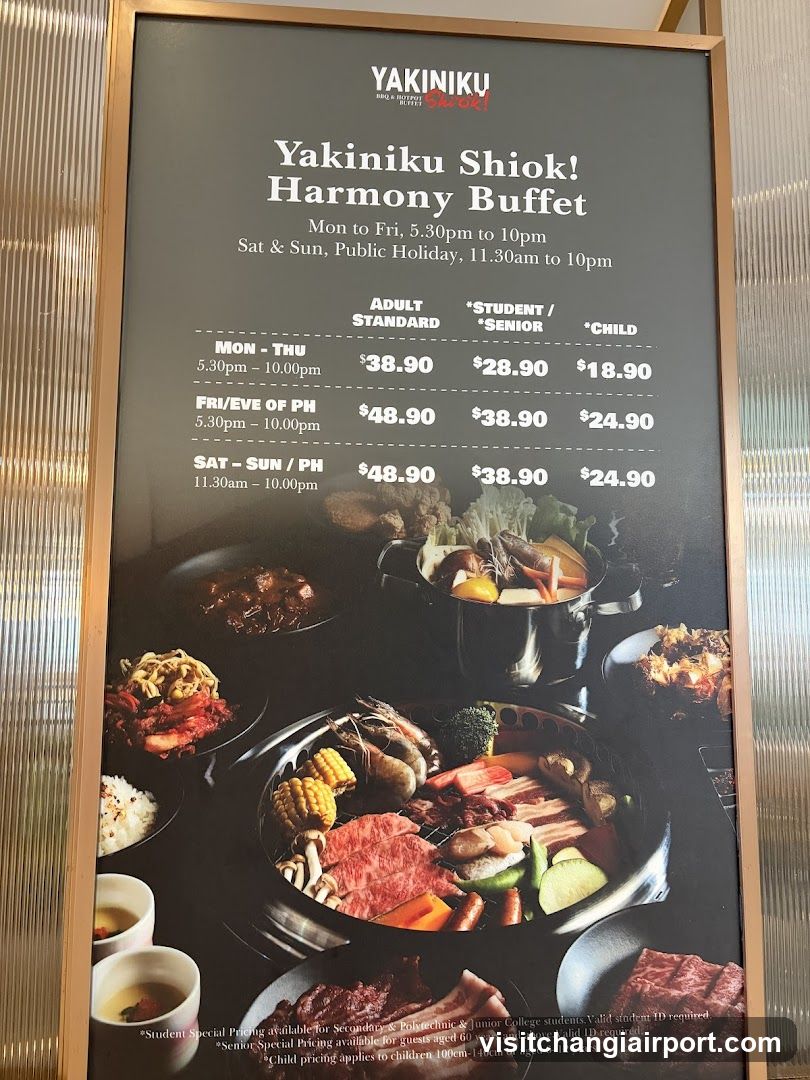 Yakiniku Shiok! Harmony Buffet Menu Board