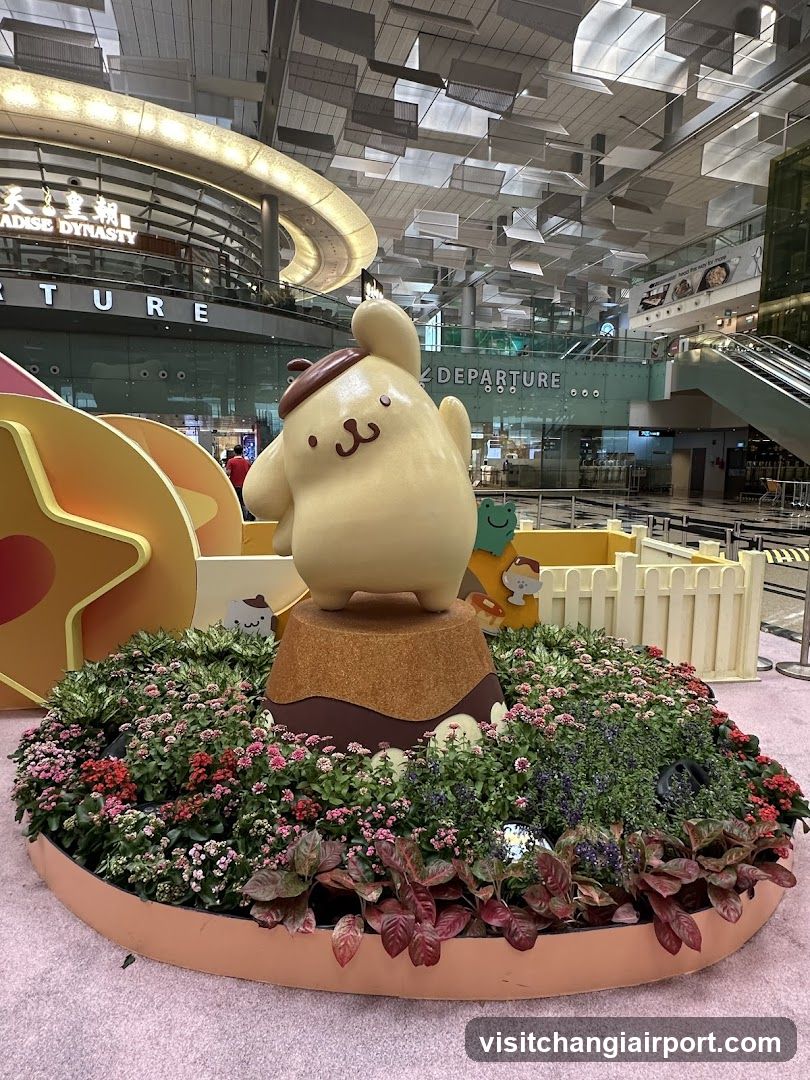 Pompompurin Display at Airport Terminal