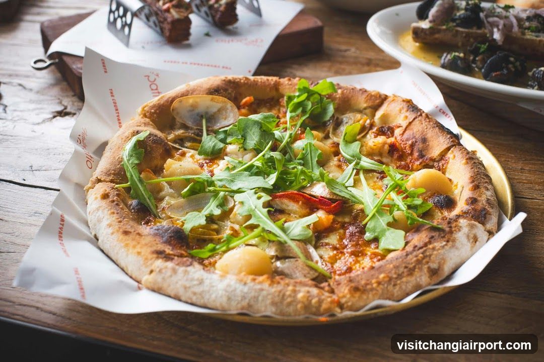 Pizza with Arugula and Mushrooms