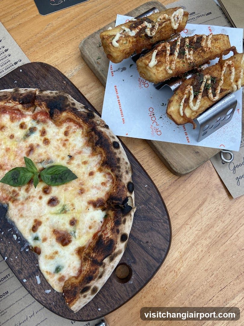Pizza and Fried Fish at a Restaurant