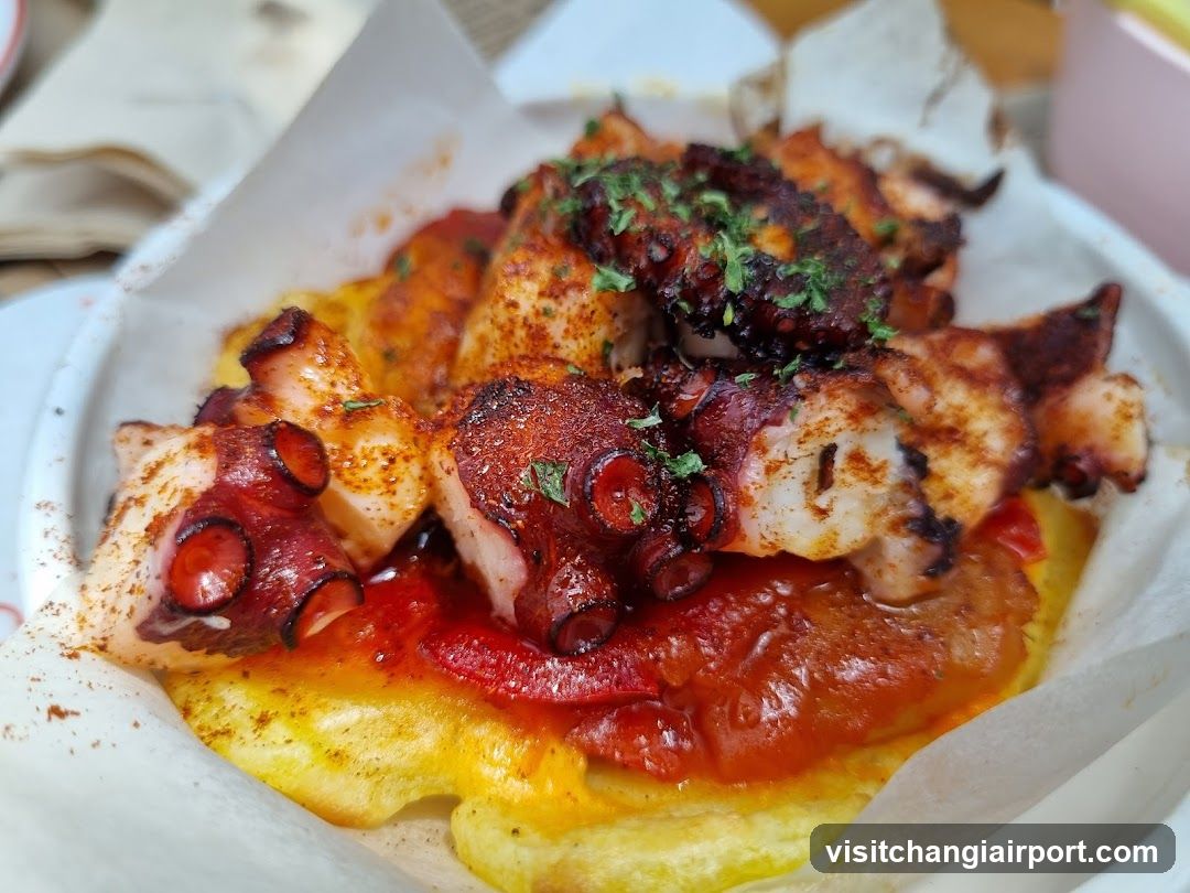 Grilled Octopus with Tomato Sauce and Cheese