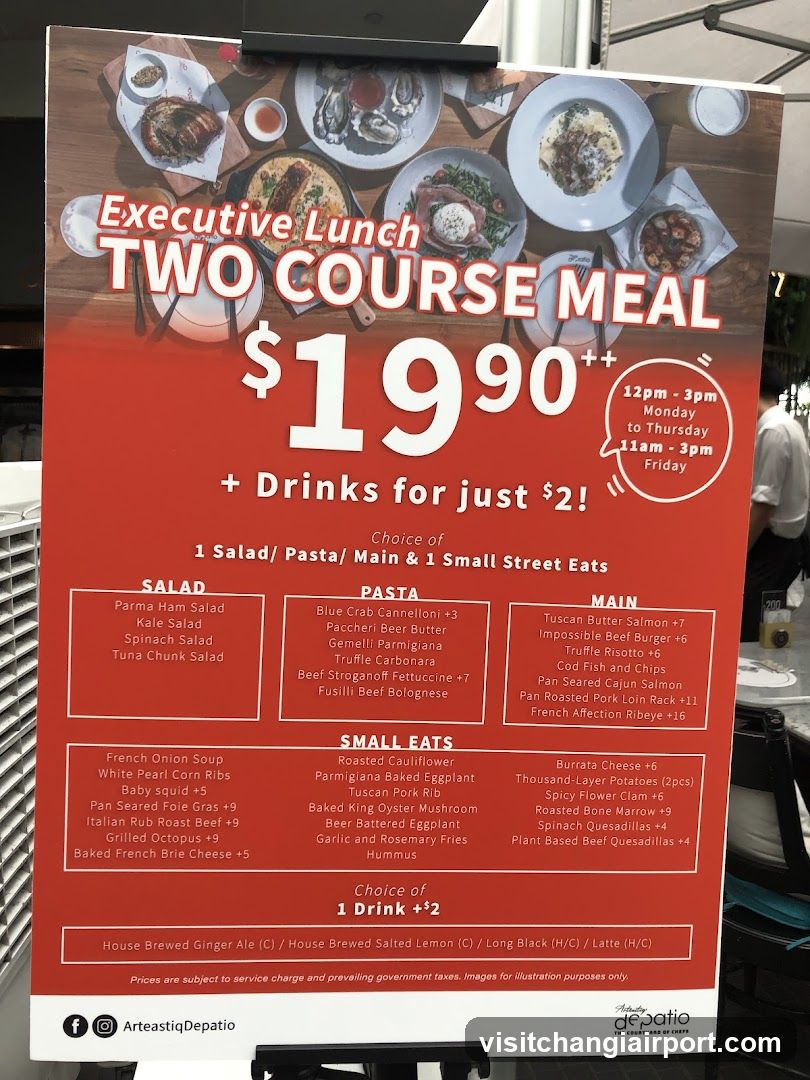 Executive Lunch Two Course Meal Menu