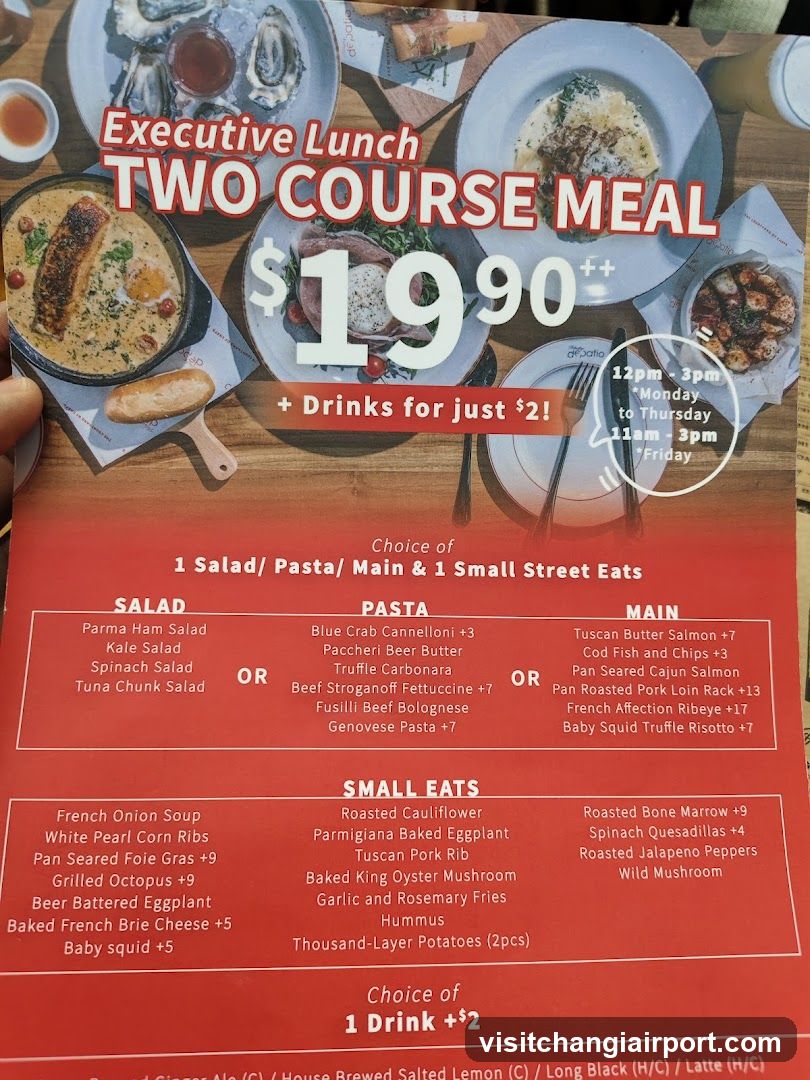 Executive Lunch Two Course Meal Menu