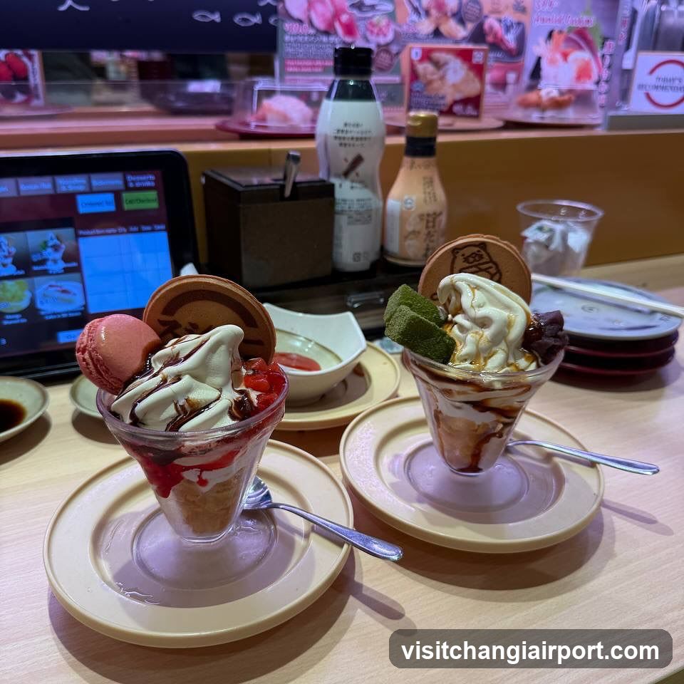 Sushi and Dessert at a Japanese Restaurant