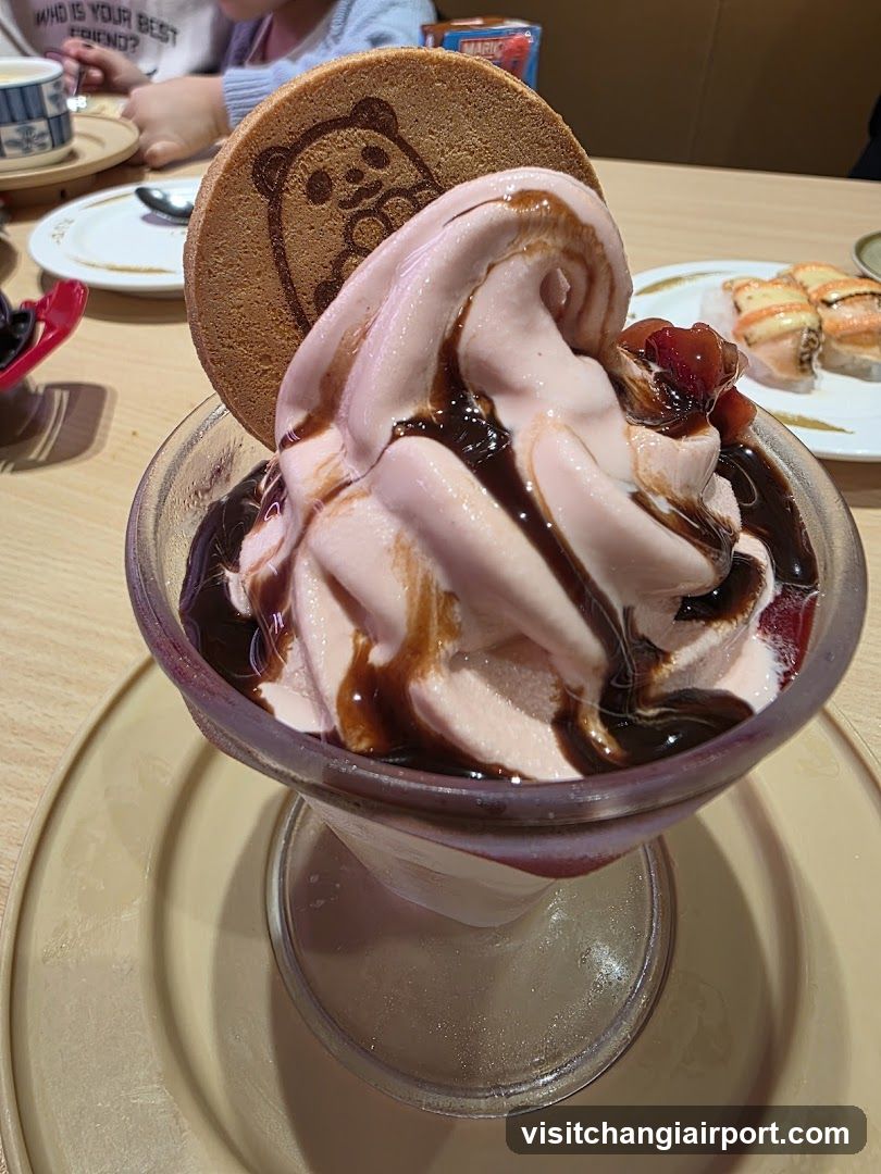 Pink Ice Cream Dessert with Cookie