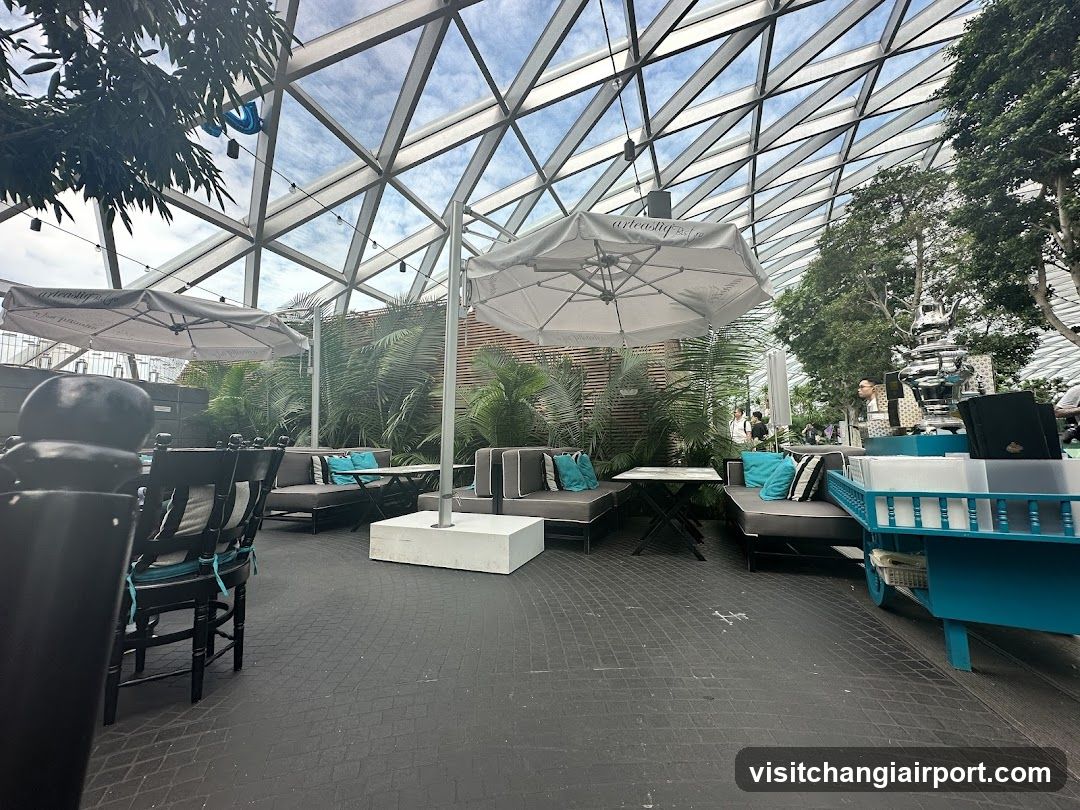 Outdoor Seating Area Under Glass Dome