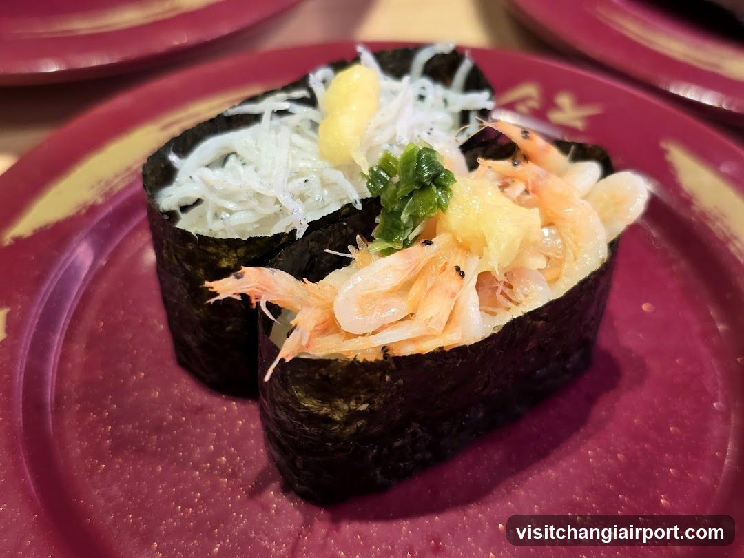 Sushi Rolls with Shrimp and Toppings