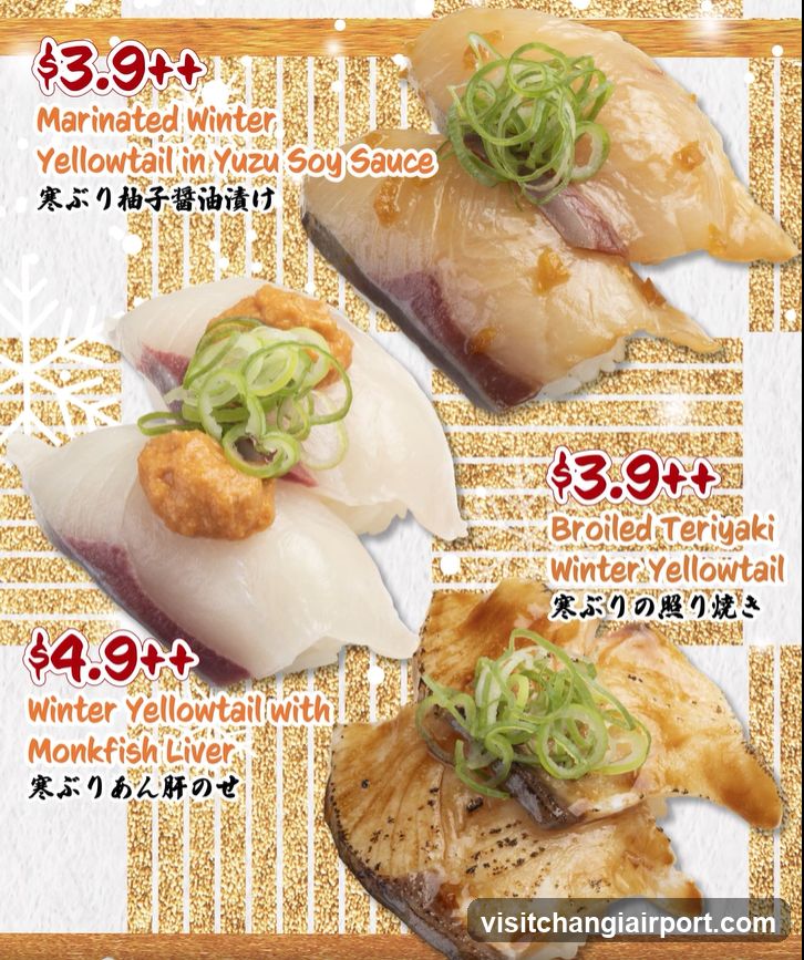 Yellowtail Sashimi Menu Display