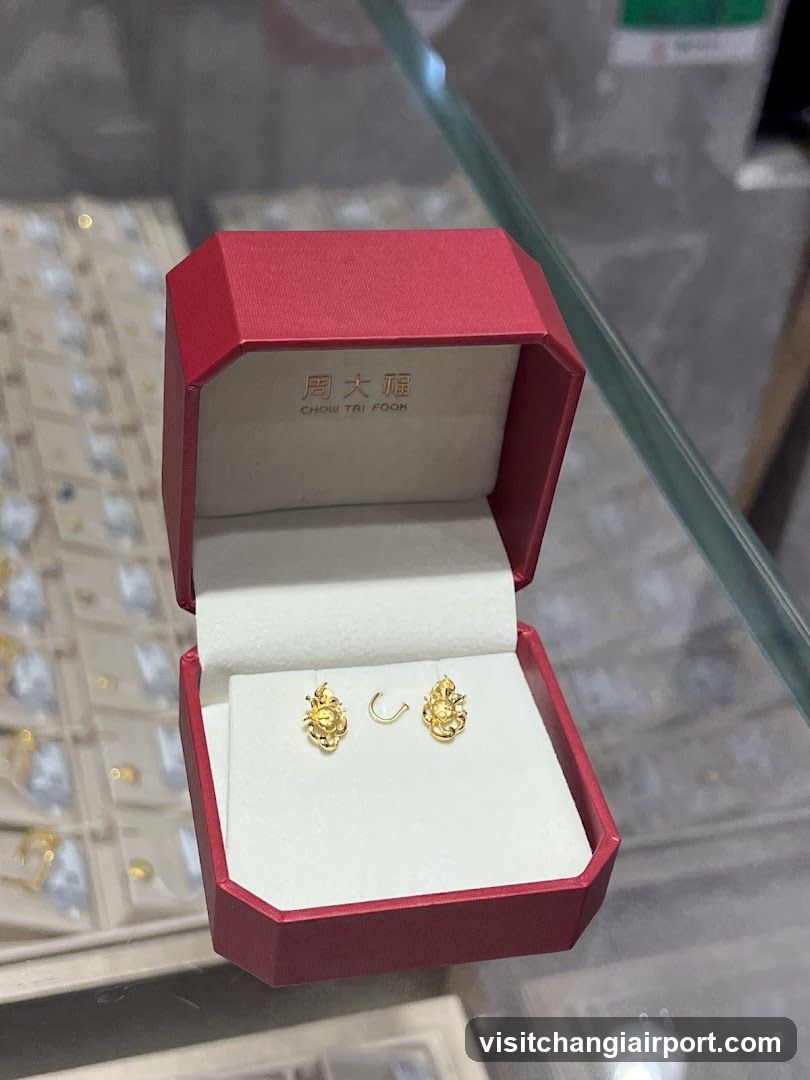 Chow Tai Fook Gold Earrings in Red Box
