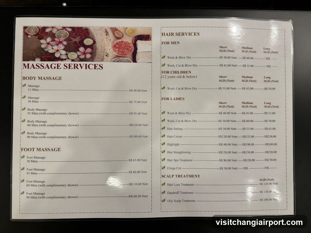 Spa Menu