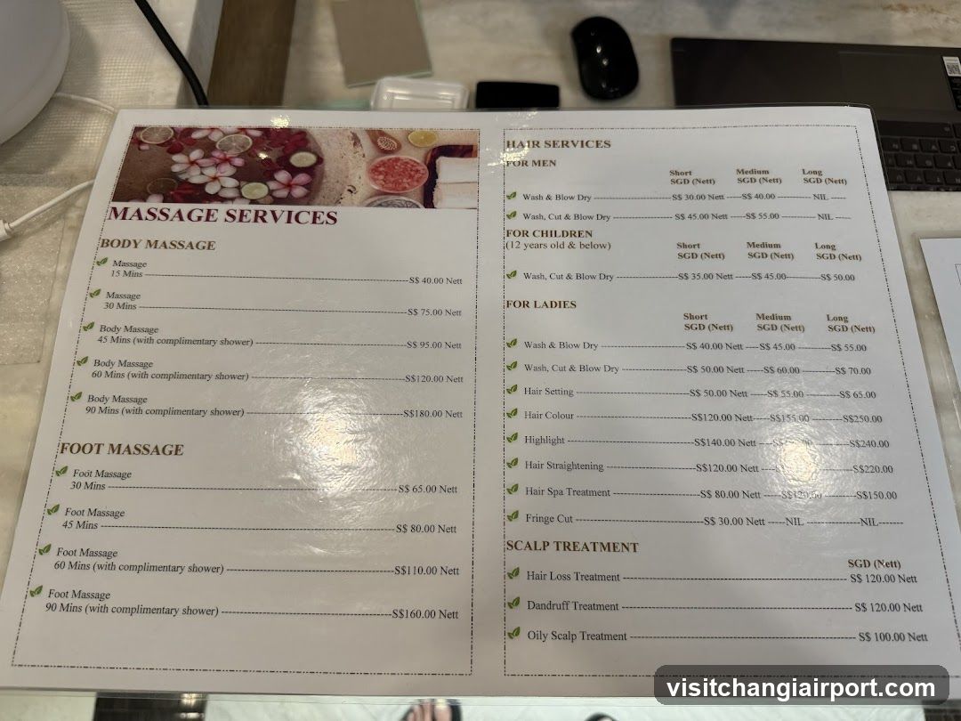 Spa Services Menu