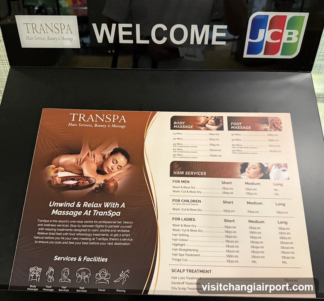 Transpa Hair Services, Beauty & Massage Menu