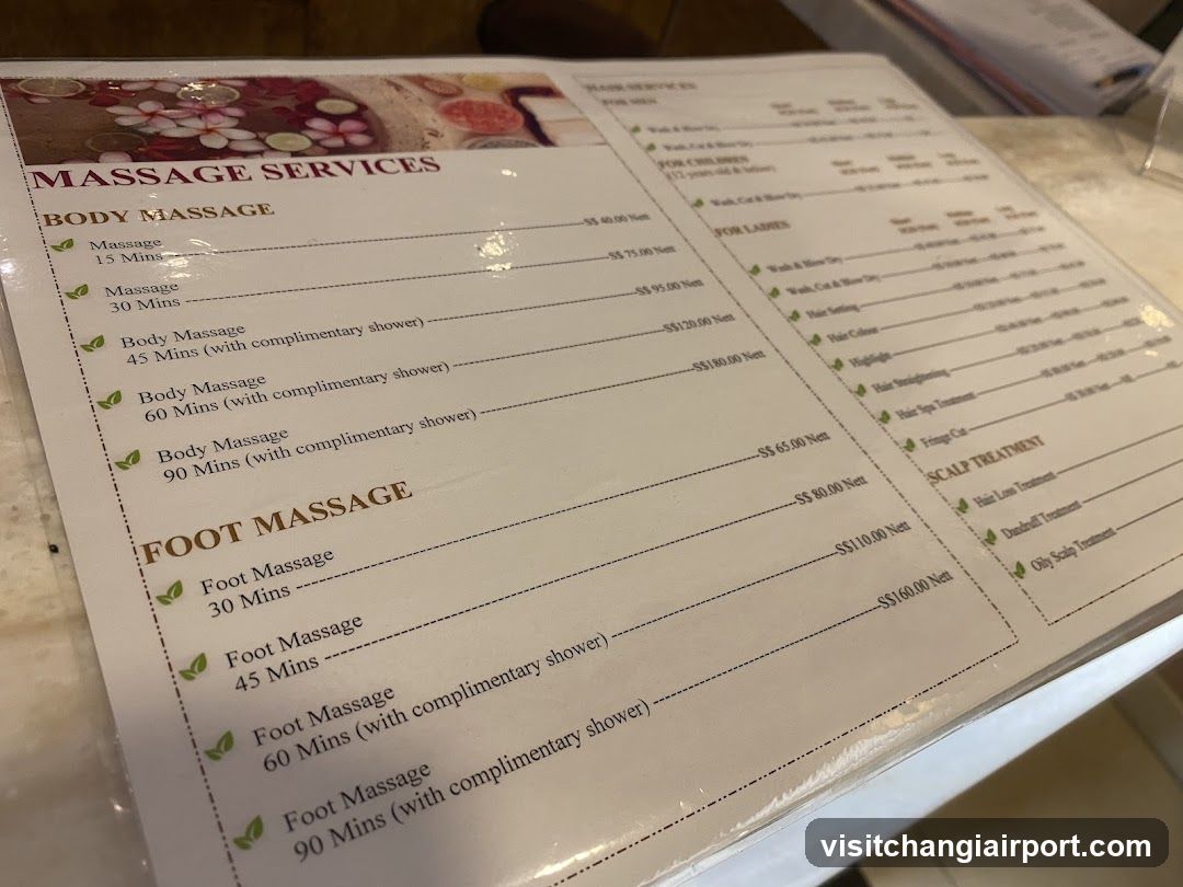 Massage Services Menu