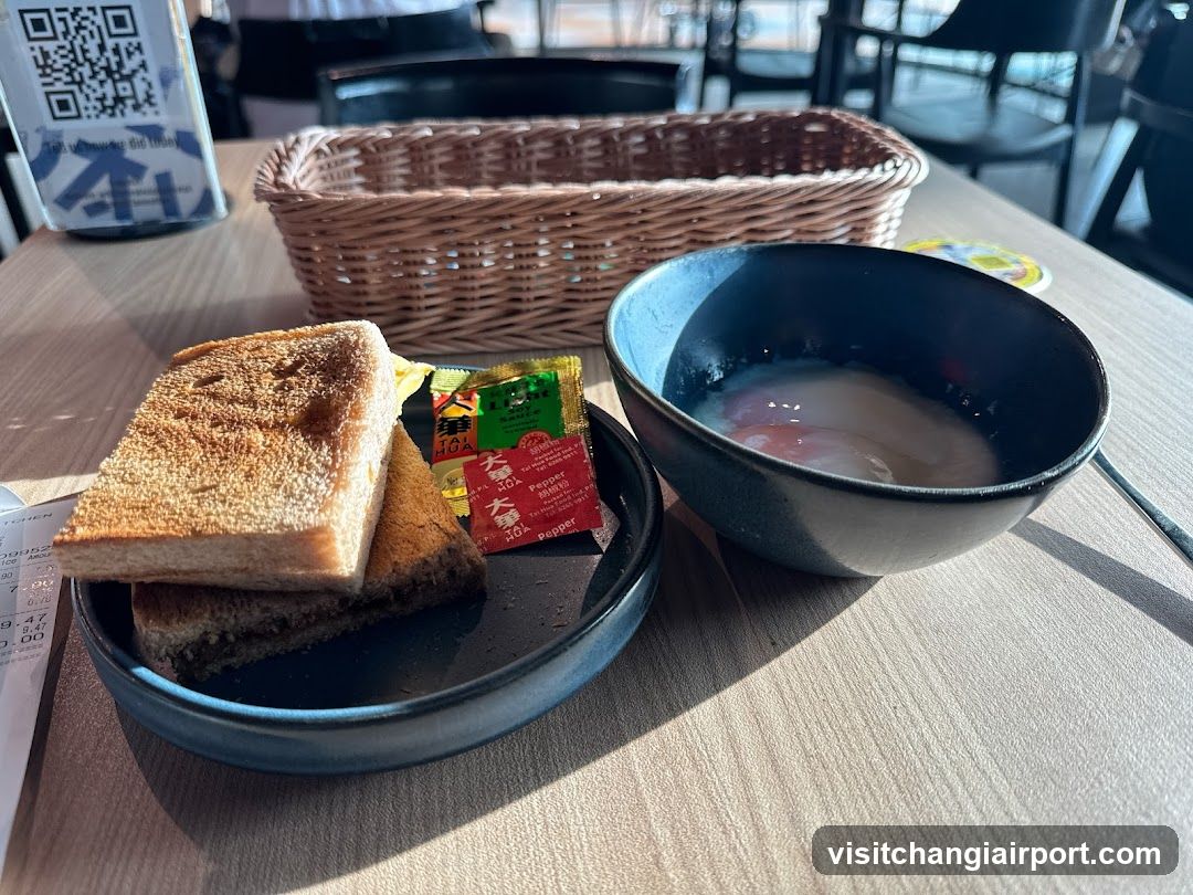 Breakfast Meal with Toast and Porridge