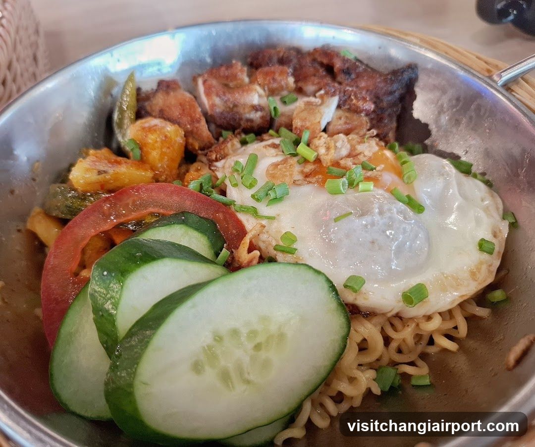 Noodle Bowl with Fried Egg and Meat