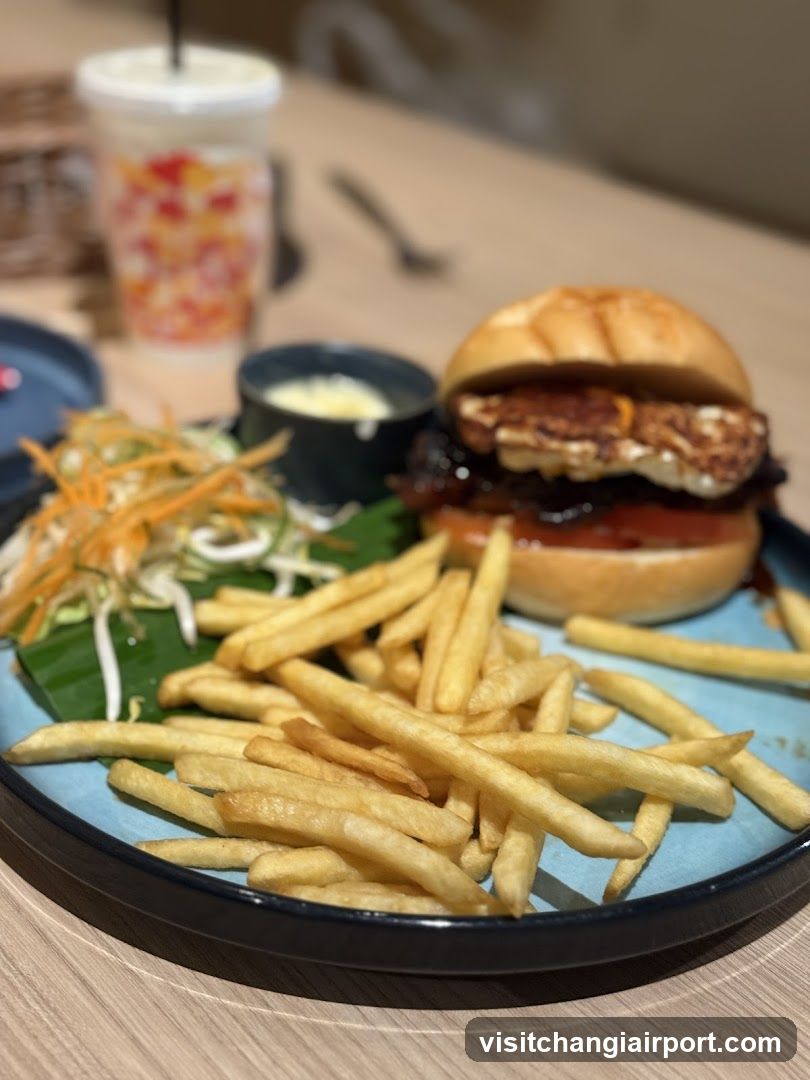 Burger Meal with Fries and Salad