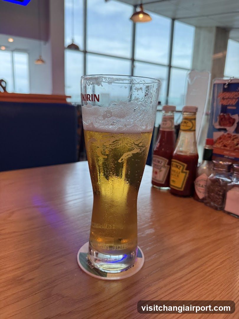 Beer in a glass on a table