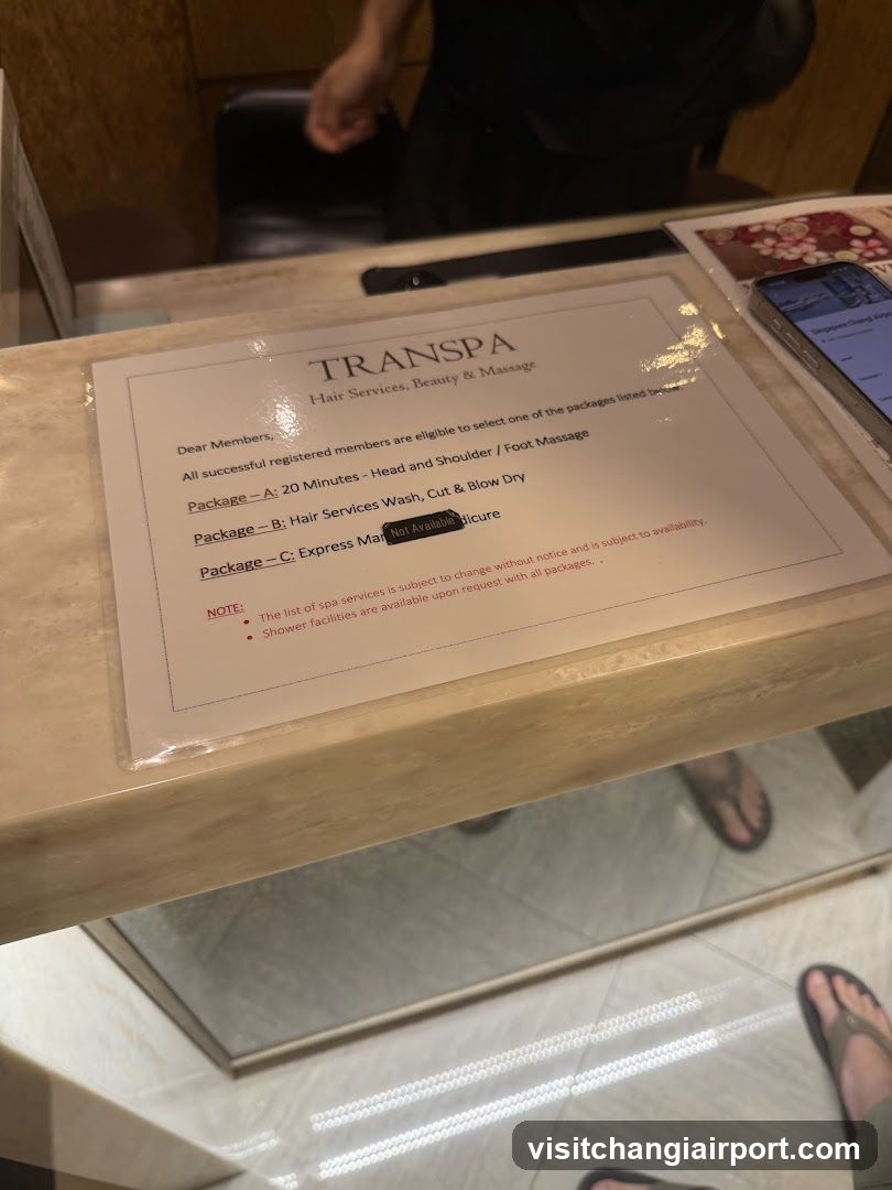 Spa Service Menu Display