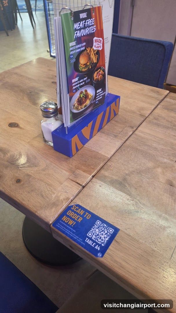 Restaurant Table with Menu Stand and QR Code