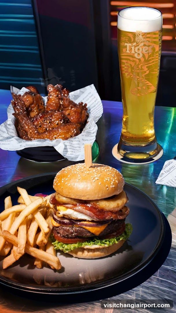 Burger and Wings with Beer
