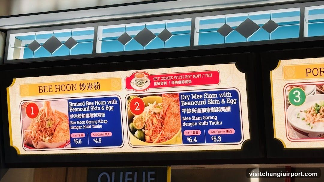 Bee Hoon and Dry Mee Siam Menu Board