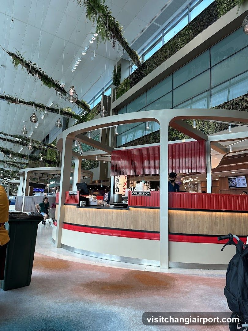 Food Court Interior with Greenery Decor