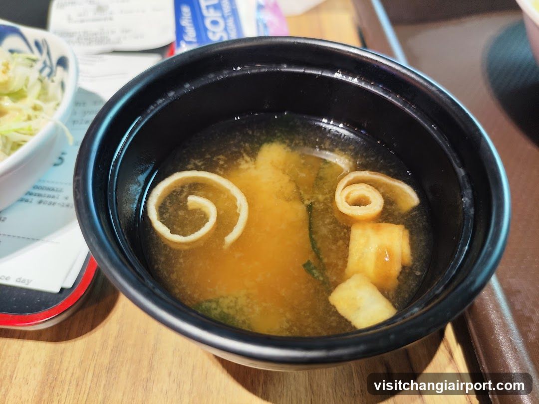 Bowl of Soup with Tofu and Seaweed