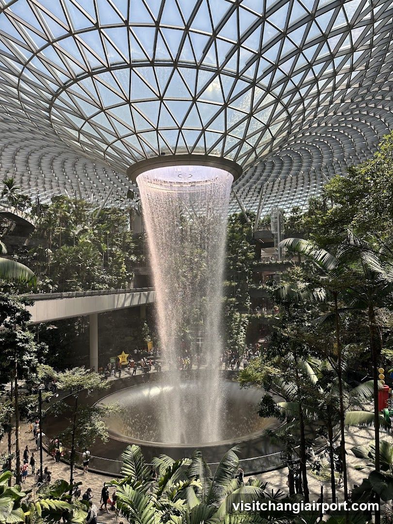 Indoor Waterfall in a Tropical Setting