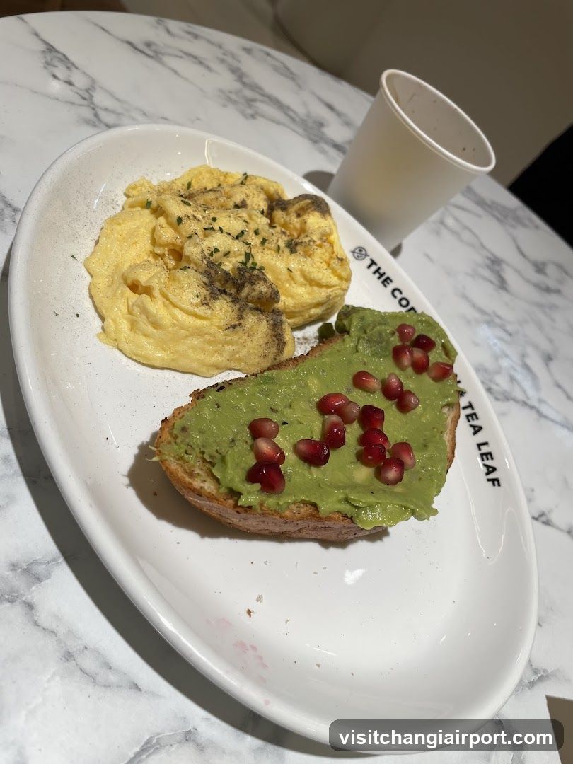Avocado Toast and Eggs with Pomegranate Seeds