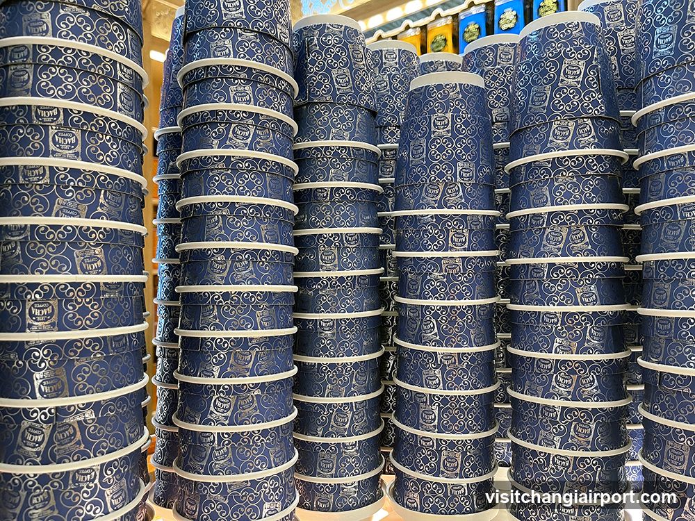 Stacks of Blue Patterned Cups