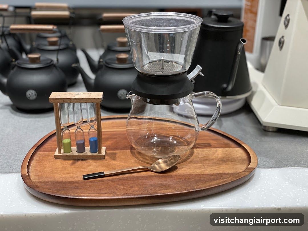 Pour-over Coffee Setup with Hourglass Timer