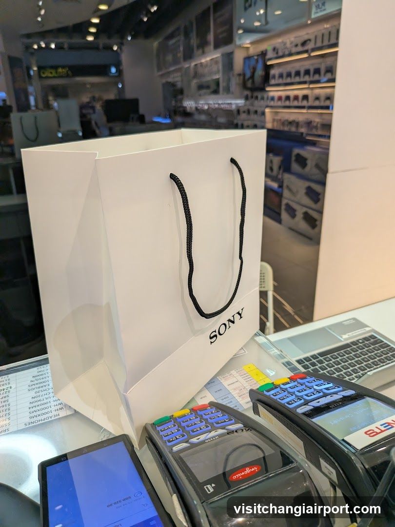 Sony Store Interior with Shopping Bag and Payment Terminals