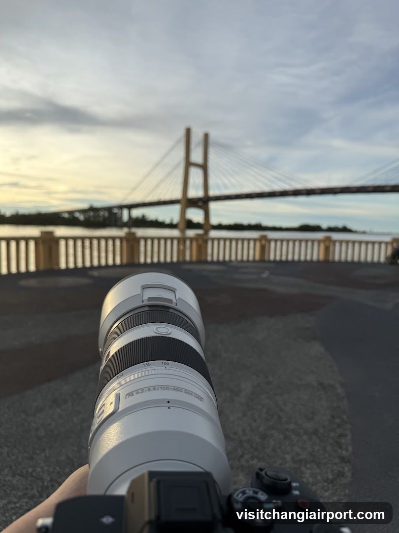 Camera pointing at bridge