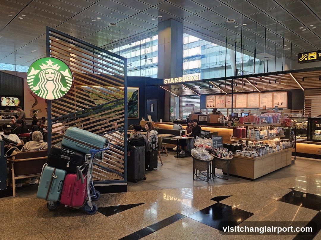 Starbucks Interior with Luggage Cart