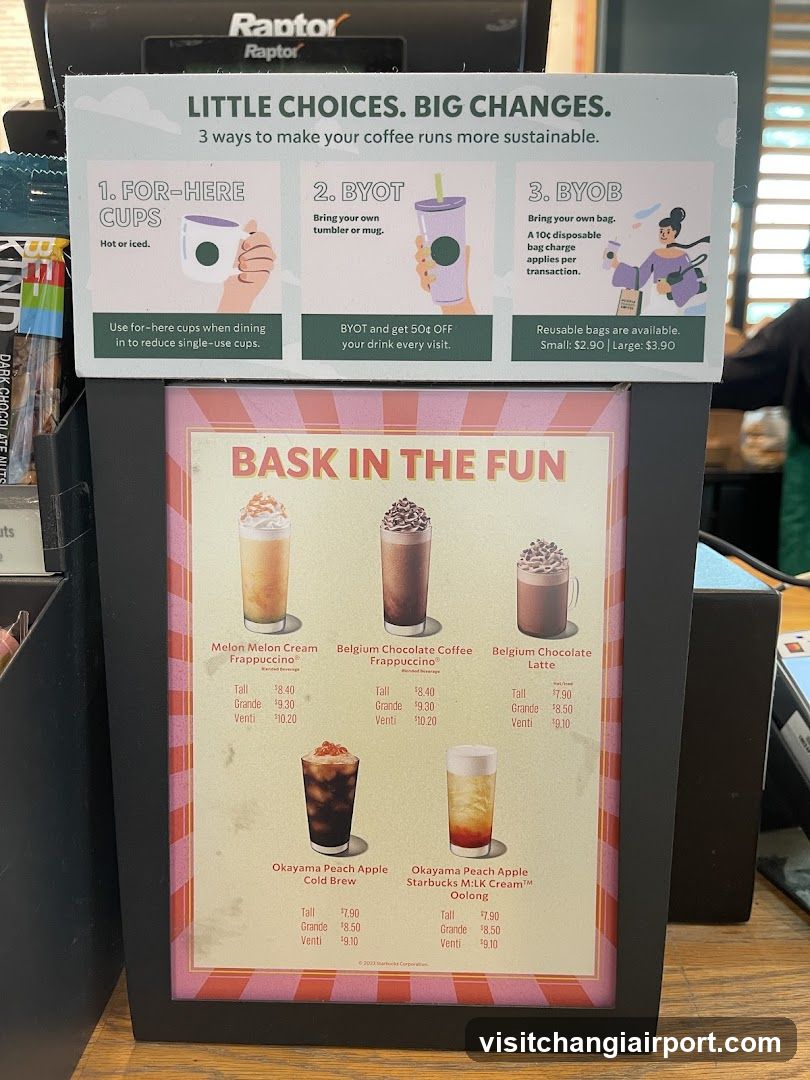 Coffee Shop Sustainability Sign and Menu Display