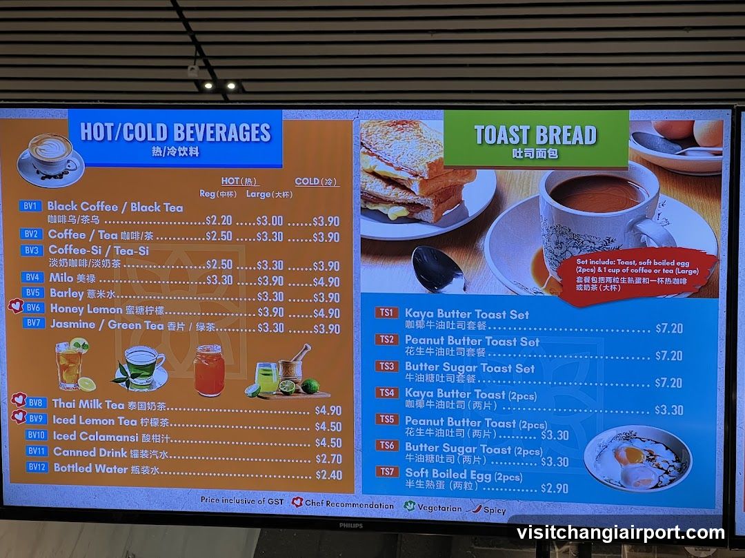 Hot/Cold Beverages & Toast Bread Menu Board
