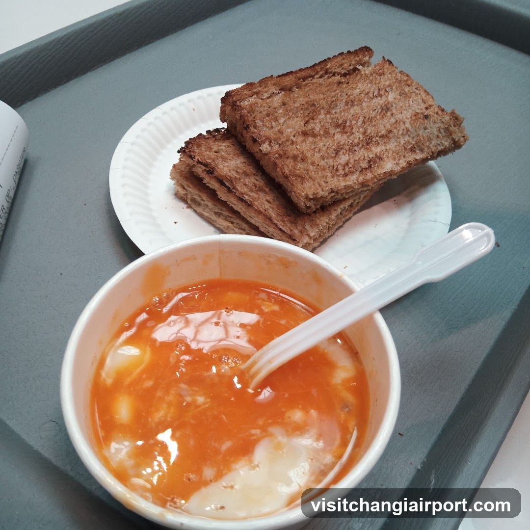 Breakfast Meal with Toast and Soup